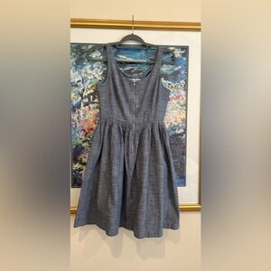 Maggy London Sleeveless Chambray Zip Front Fit-and-Flare Dress